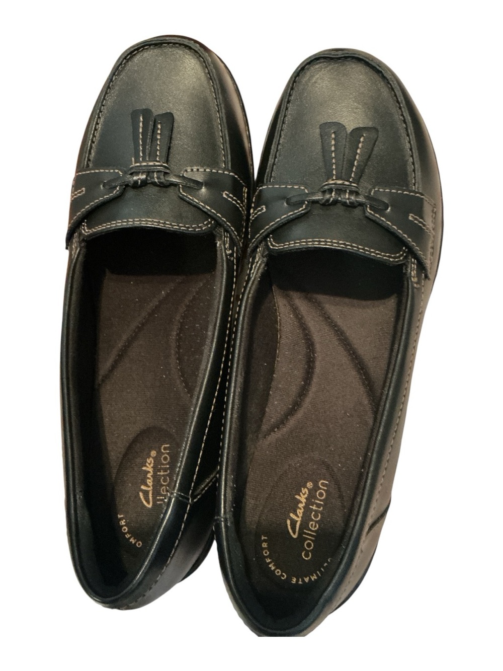 Clarks Black Leather Tassel Loafers 91/2W. NWOB - Picture 3 of 5